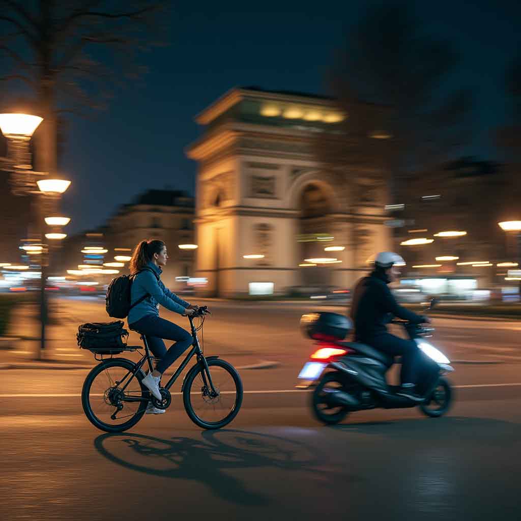 Personne en vélo-taf roulant dans un environnement urbain, profitant des bienfaits du vélo pour les trajets quotidiens.