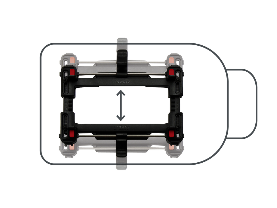 Adaptateur KlickFix UniKlip qui fixe une sacoche de porte-bagages par deux leviers